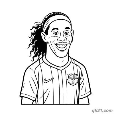 Free printable Ronaldinho Smiling Face Cartoon Coloring Sheet coloring page