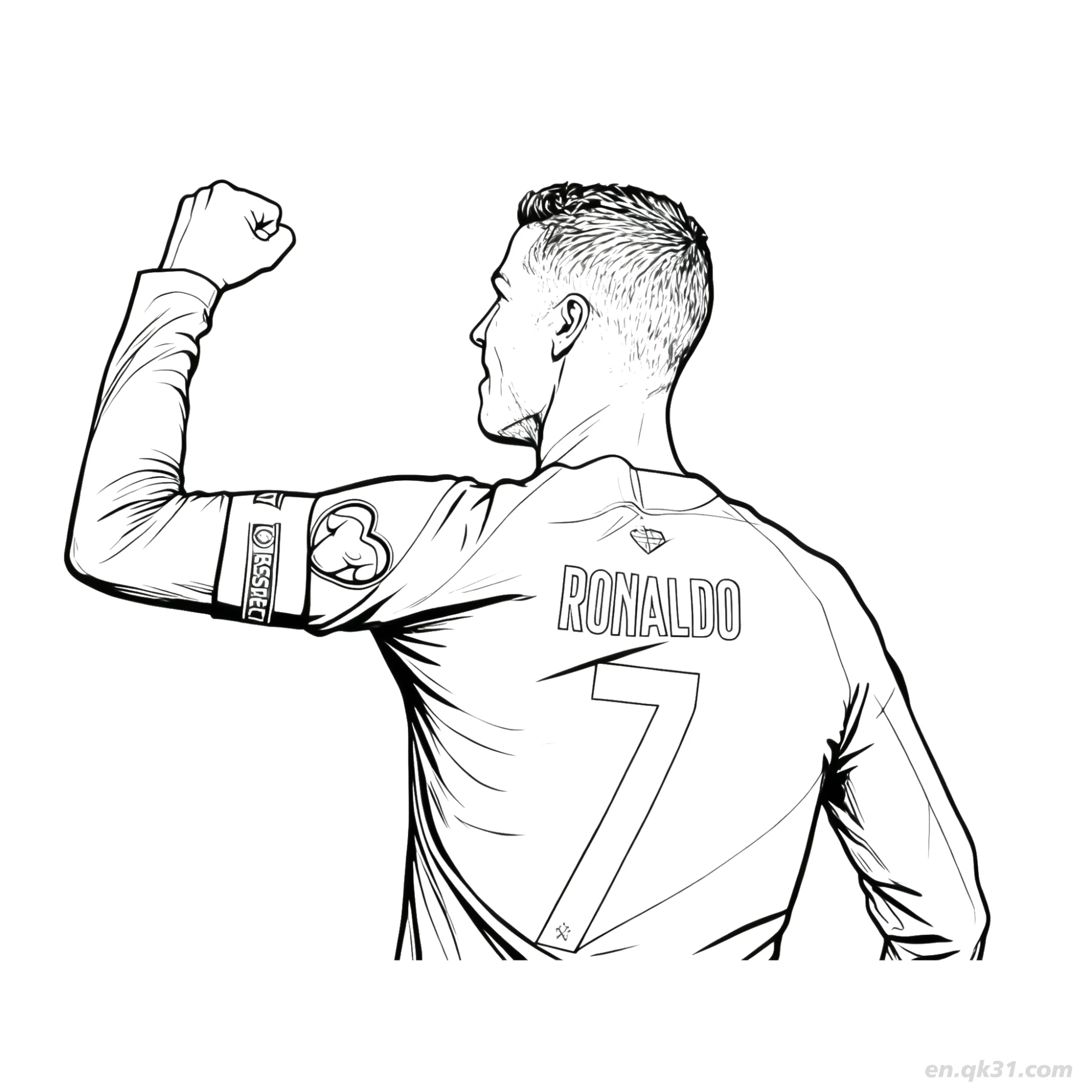 Cristiano Ronaldo Back View Fist Pump Coloring Page – Free Printable Coloring Page for Kids and Adults