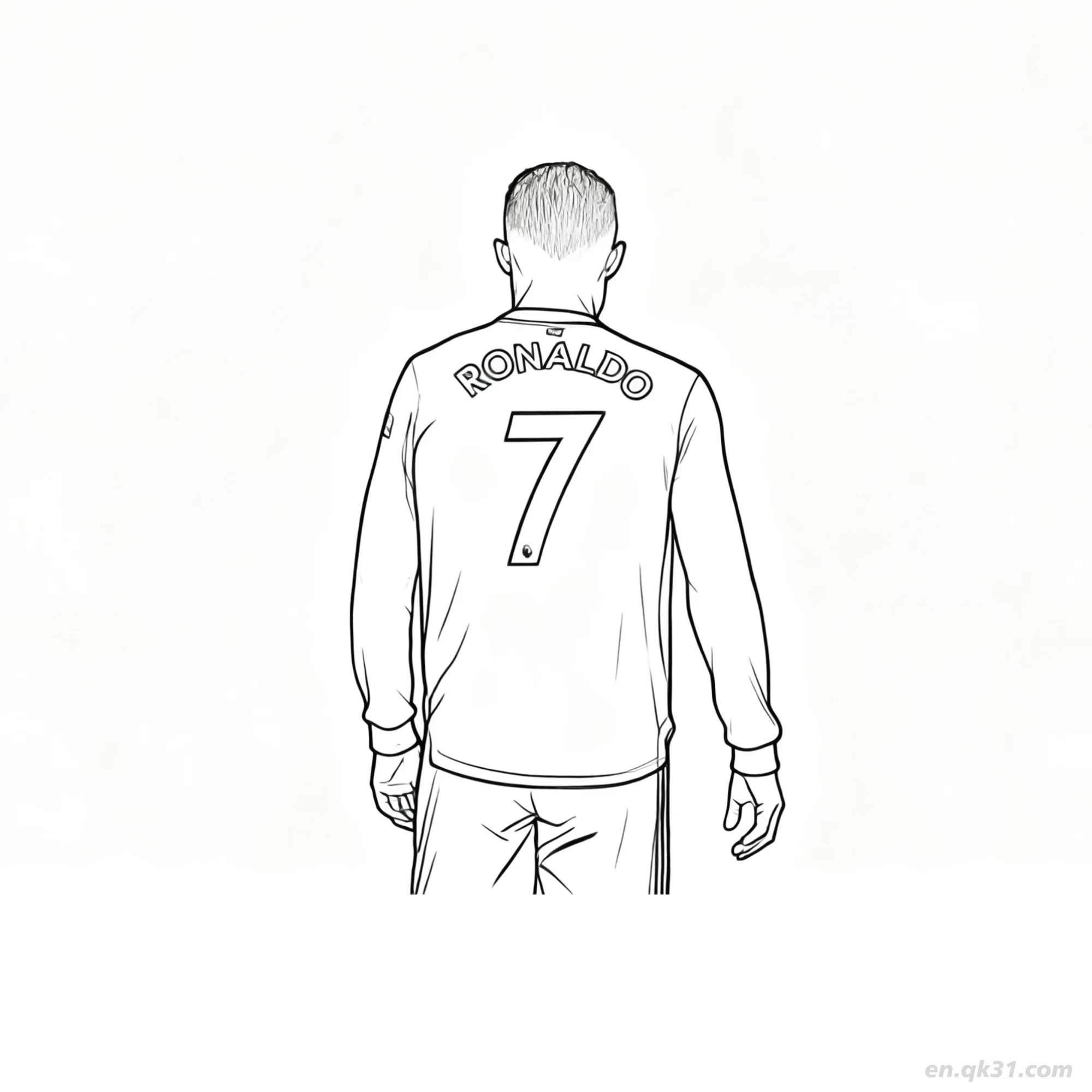 Cristiano Ronaldo Number 7 Jersey Back View Coloring Page – Free Printable Coloring Page for Kids and Adults