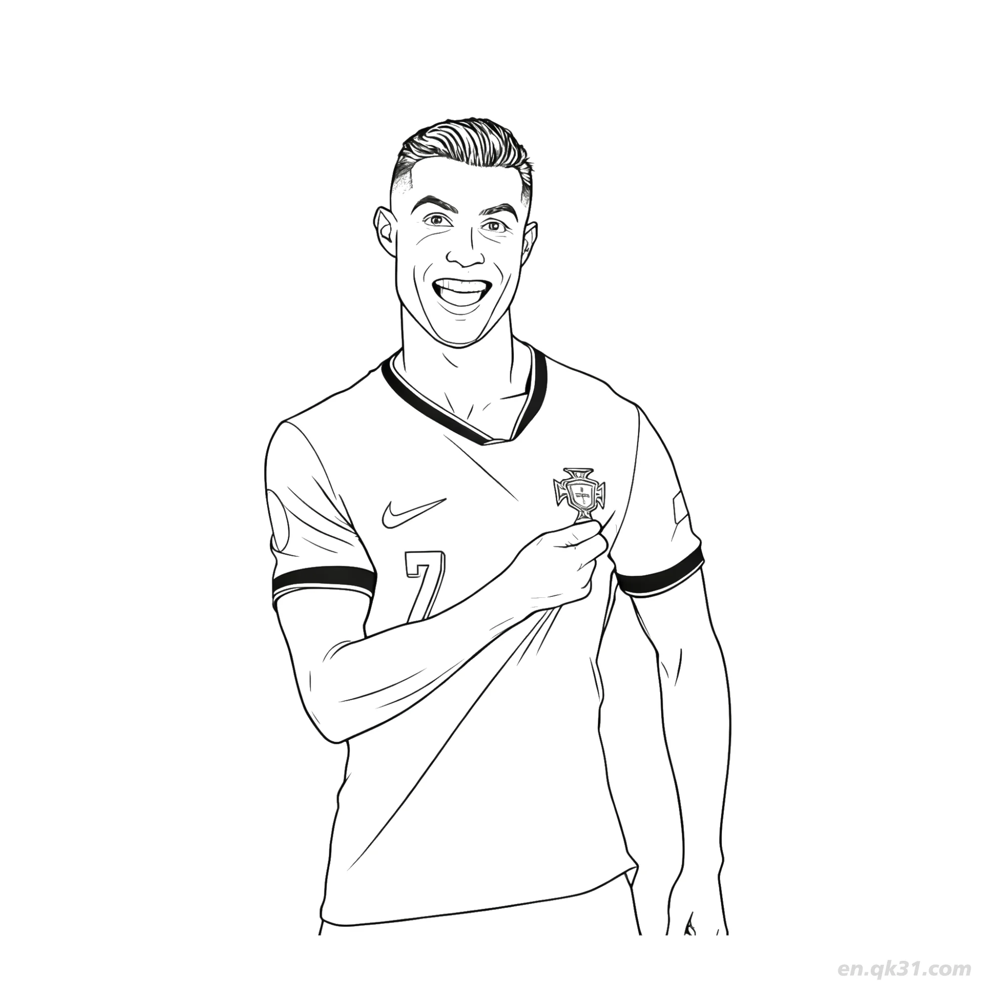 Cristiano Ronaldo Pointing to Crest Coloring Page – Free Printable Coloring Page for Kids and Adults