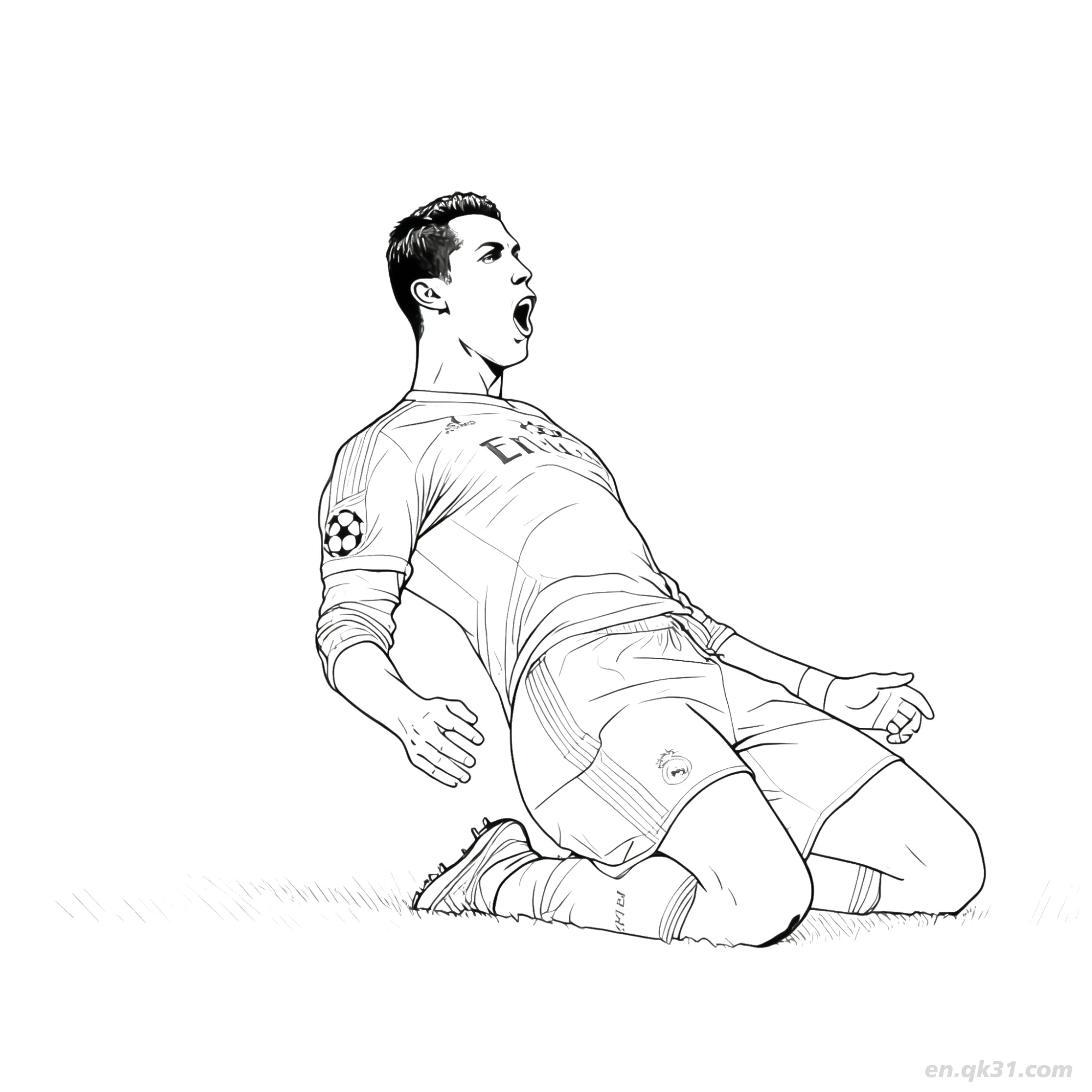 Cristiano Ronaldo Real Madrid Knee Slide Coloring Page – Free Printable Coloring Page for Kids and Adults
