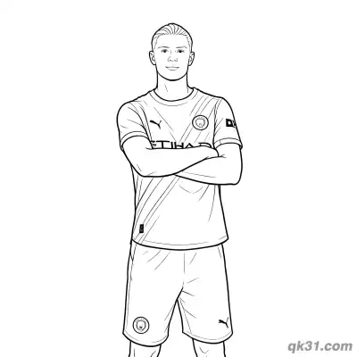 Erling Haaland Arms Crossed Standing Coloring Page