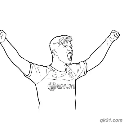 Erling Haaland Dortmund Arms Raised Celebration Coloring Page