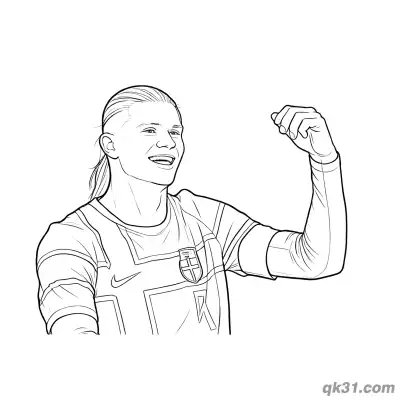 Erling Haaland Fist Pump Celebration Coloring Page