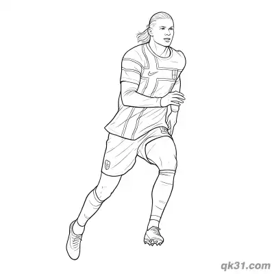 Erling Haaland Full Speed Running Norway Coloring Page