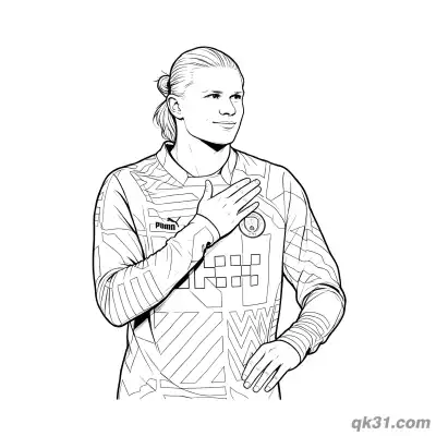 Erling Haaland Hand on Chest Respect Coloring Page