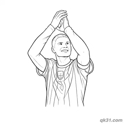 Erling Haaland Hands Clapped Gratitude Coloring Page