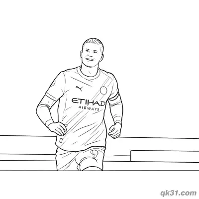 Erling Haaland Jogging Man City Coloring Page