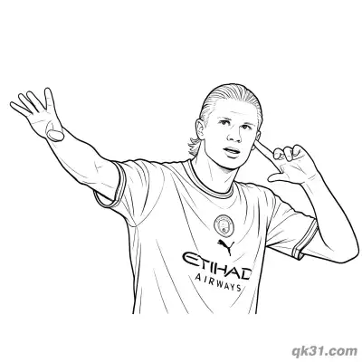 Erling Haaland Listen Hand Gesture Coloring Page