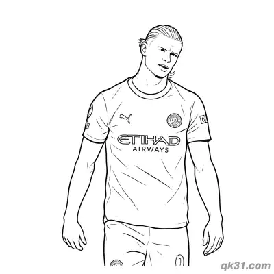 Erling Haaland Man City Standing Portrait Coloring Page