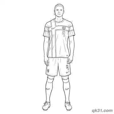 Erling Haaland Norway Full Kit Standing Coloring Page