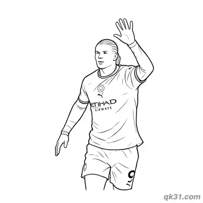 Free printable Erling Haaland Waving to Fans Man City Coloring Page coloring page
