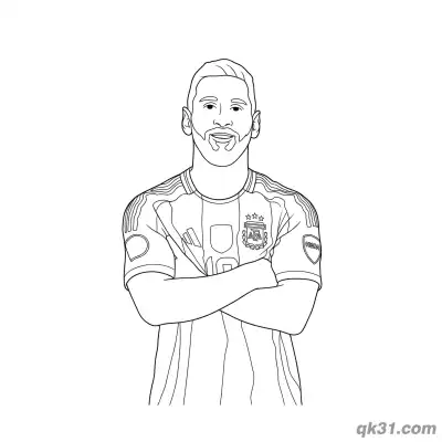 Lionel Messi Arms Crossed Standing Portrait Coloring Page