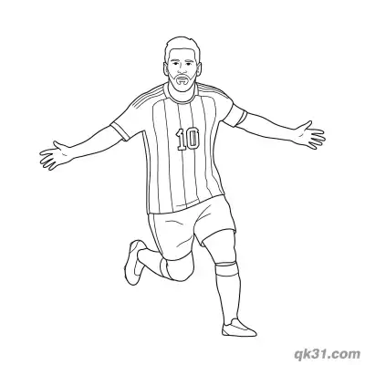 Lionel Messi Arms Out Running Dynamic Coloring Page