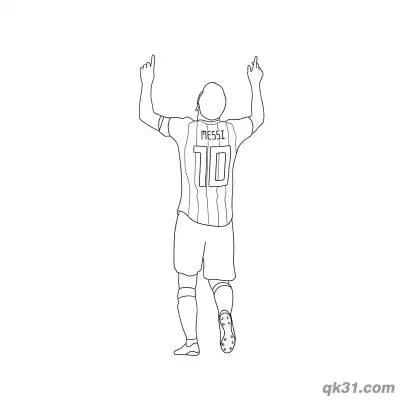 Lionel Messi Back View Celebration Silhouette Coloring Page