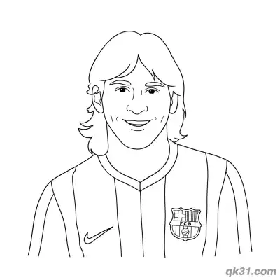 Lionel Messi Barcelona Young Era Portrait Coloring Page