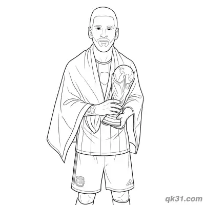 Lionel Messi Cape Holding World Cup Trophy Coloring Page