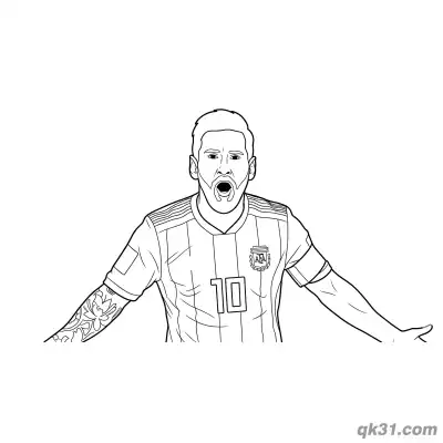 Free printable Lionel Messi Shouting Celebration Half Body Coloring Page coloring page