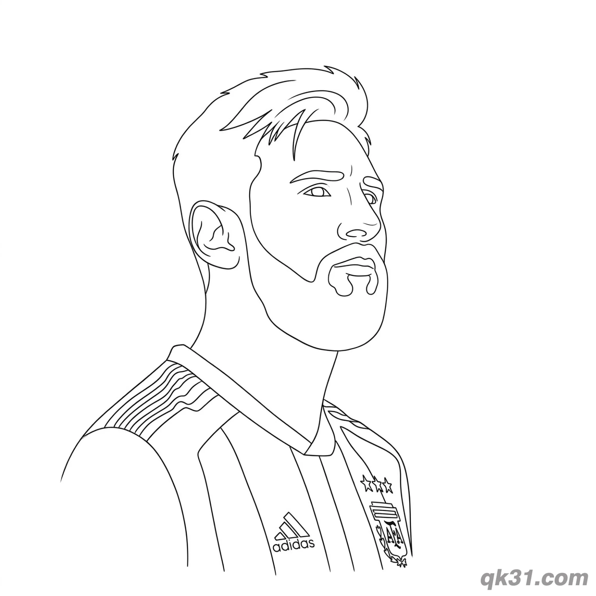 Lionel Messi Side Profile Portrait Coloring Page – Free Printable Coloring Page for Kids and Adults