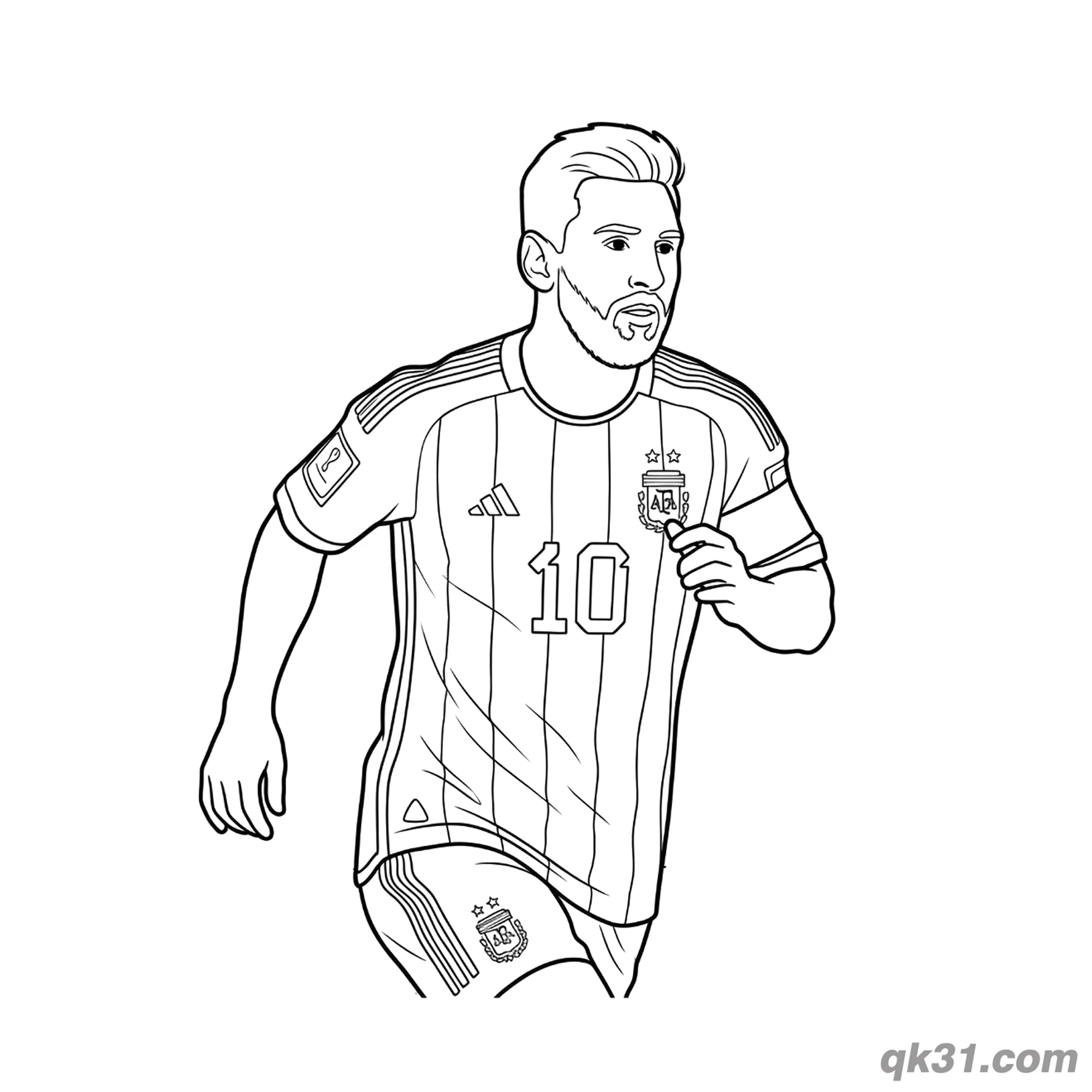 Lionel Messi Sprinting Forward Dynamic Coloring Page – Free Printable Coloring Page for Kids and Adults