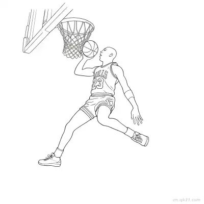 Free printable Michael Jordan Slam Dunk Basketball Coloring Page coloring page
