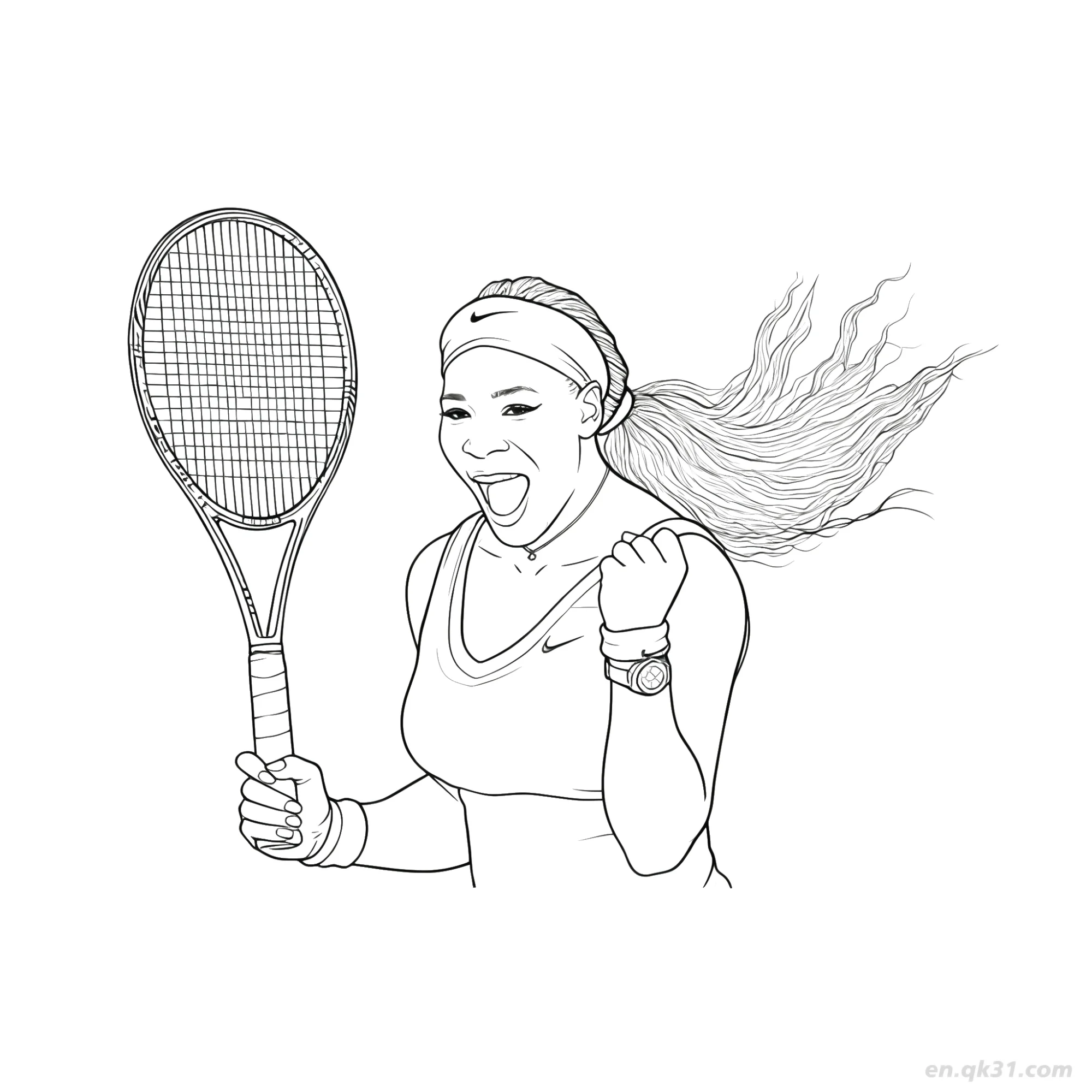 Rafael Nadal Victory Shout Tennis Coloring Page – Free Printable Coloring Page for Kids and Adults