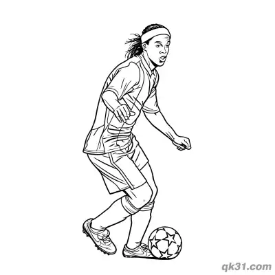 Free printable Ronaldinho Controlling Champions League Soccer Ball Coloring Page coloring page