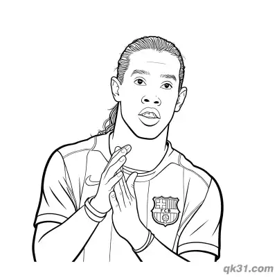 Free printable Ronaldinho in Barcelona Jersey Clapping Half Body Printable Coloring Sheet coloring page