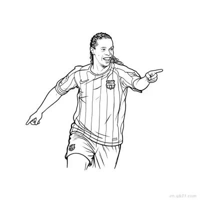 Free printable Ronaldinho Barcelona Celebration Soccer Coloring Page coloring page