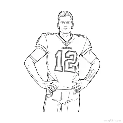 Free printable Tom Brady Buccaneers Pose Football Coloring Page coloring page