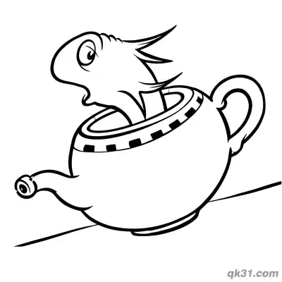 Free printable Fish in the Teapot Coloring Page coloring page