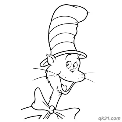 Free printable Happy The Cat in the Hat Face Coloring Page coloring page
