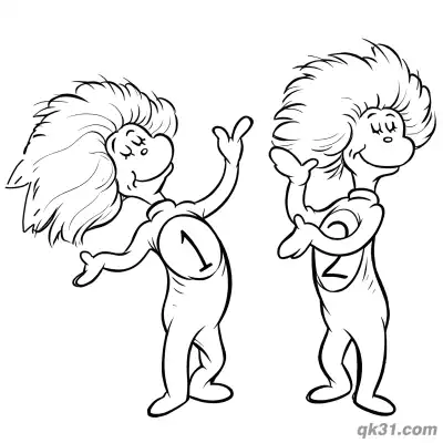 Free printable Happy Thing 1 and Thing 2 Coloring Sheet coloring page