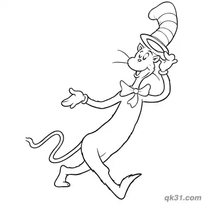 Free printable Playful Pose The Cat in the Hat Coloring Page coloring page