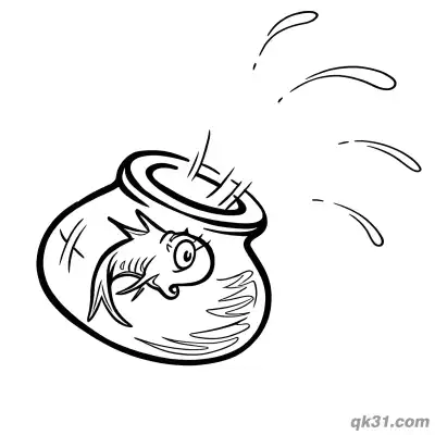 Free printable Splashing Fish Bowl Coloring Page coloring page