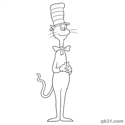 Free printable Standing The Cat in the Hat Coloring Book Page coloring page