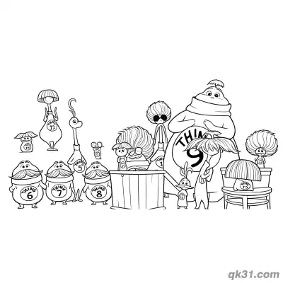 Free printable The Cat in the Hat All Characters Coloring Book Page coloring page
