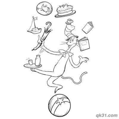 Free printable The Cat in the Hat Balancing Act Coloring Pages coloring page