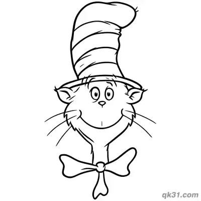 Free printable The Cat in the Hat Face Coloring Page coloring page