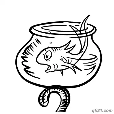 Free printable The Cat in the Hat Fish Bowl Coloring Sheet coloring page