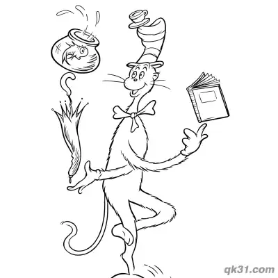 Free printable The Cat in the Hat Juggling Coloring Page coloring page