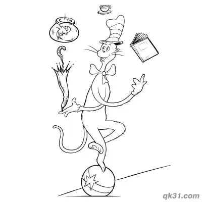 Free printable The Cat in the Hat Juggling Coloring Pages coloring page
