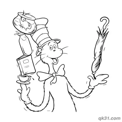 Free printable The Cat in the Hat Juggling Coloring Picture coloring page