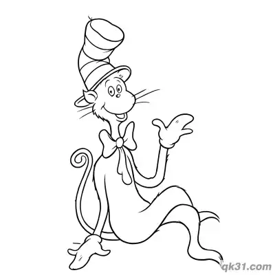 Free printable The Cat in the Hat Sitting Coloring Sheet coloring page