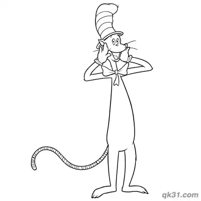 Free printable The Cat in the Hat Surprised Coloring Page coloring page