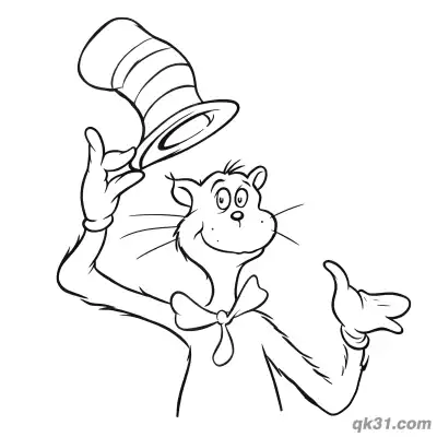 Free printable The Cat in the Hat Taking Off His Hat Coloring Page coloring page