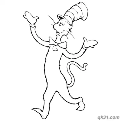 Free printable The Cat in the Hat with Open Arms Coloring Page coloring page