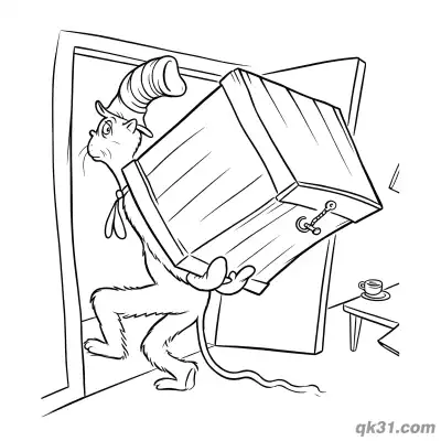 Free printable The Cat in the Hat with the Box Coloring Sheet coloring page