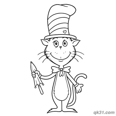 Free printable The Cat in the Hat with Umbrella Coloring Sheet coloring page