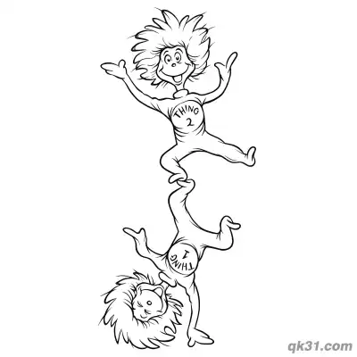 Free printable Thing 1 and Thing 2 Balancing Act Coloring Pages coloring page